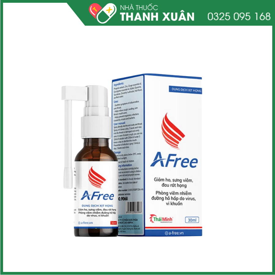 Xịt họng Afree giảm viêm, đau rát họng